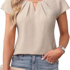 Womens Dressy Business Casual Tops Work Trendy Short Sleeve Shirts Summer Cute P